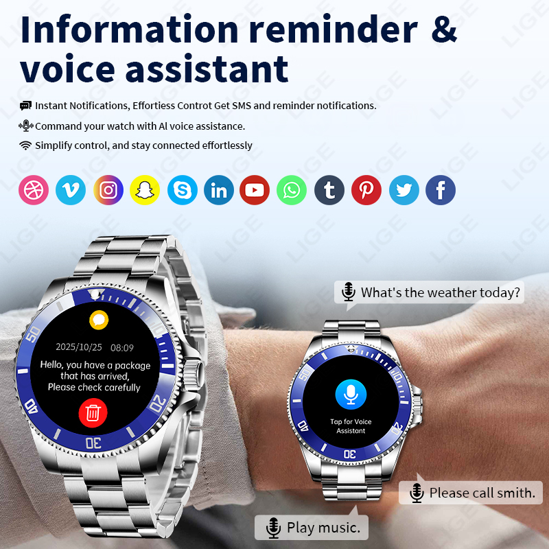 LIGE 2026 Style Luxe Smartwatc - Korean Men Lifestyle recensie en prijs